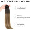 Picture of DOORES 20pcs 50g Hair Extensions Tape in Balayage Dark Brown to Chestnut Brown and Dirty Blonde Tape in Human Hair Extensions Real Hair Glue in Extensions Straight 16 Inch