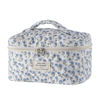 Picture of uekeboag Large Travel Quilted Makeup Bag for Women, Floral Cotton Cosmetic Bag, Coquette Aesthetic Floral Toiletry Organizer Bag(Little Blue Flower