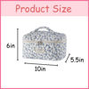 Picture of uekeboag Large Travel Quilted Makeup Bag for Women, Floral Cotton Cosmetic Bag, Coquette Aesthetic Floral Toiletry Organizer Bag(Little Blue Flower