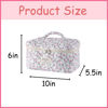 Picture of uekeboag Large Travel Quilted Makeup Bag for Women, Floral Cotton Cosmetic Bag, Coquette Aesthetic Floral Toiletry Organizer Bag(Little Purple Flower