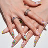 Picture of GLAMERMAID Press on Nails Medium Almond, Gothic Matte Rainbow Flower Glue on Gel Nails, 24Pcs Colorful Short Almond Mushroom Acrylic False Nails Kits Resuable UV Finish Full Cover Stick on Nails