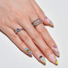 Picture of GLAMERMAID Press on Nails Medium Almond, Gothic Matte Rainbow Flower Glue on Gel Nails, 24Pcs Colorful Short Almond Mushroom Acrylic False Nails Kits Resuable UV Finish Full Cover Stick on Nails