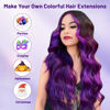 Picture of TOFAFA 16 Pcs Colored Hair Extensions Curly Wavy Clip in Synthetic Hairpiece Streak for Girls Women Kid, Multi-colors Party Highlights Cosplay Festival Gift(Purple)