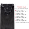 Picture of Pobokix Straight Clip in Hair Extensions Real Human Hair Extensions 8Pcs 120g Remy Hair Extensions Clip in Human Hair for Women18Clips with Lace Weft (20Inch, Natural Black)