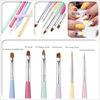 Picture of FULINJOY 6 PCS Nail Art Brushes Set with 3 PCS Nail Painting Brushes, Double Ended Brush and Dotting Tool Kit, Nail Art Design Tools