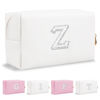 Picture of Personalized Birthday Gifts Initial Letter Makeup Bag for Women,Pearl Rhinestone Patch Cosmetic Bag Toiletry Bag,Pink Cute Preppy Pencil Pouch,Monogram Valentines Day Gift for Girls Mom Friend Wife,Z