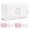 Picture of Personalized Birthday Gifts Initial Letter Makeup Bag for Women,Pearl Rhinestone Patch Cosmetic Bag Toiletry Bag,Pink Cute Preppy Pencil Pouch,Monogram Valentines Day Gift for Girls Mom Friend Wife,G