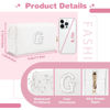 Picture of Personalized Birthday Gifts Initial Letter Makeup Bag for Women,Pearl Rhinestone Patch Cosmetic Bag Toiletry Bag,Pink Cute Preppy Pencil Pouch,Monogram Valentines Day Gift for Girls Mom Friend Wife,G