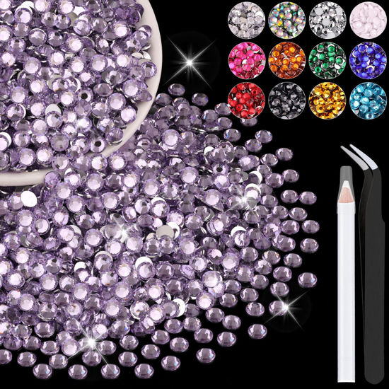 Picture of 4000PCS 4mm Resin Rhinestones in Bulk (Light Purple), Bedazzling Flatback Crystals Rhinestones for Crafting DIY Nail Decoration, Gems Diomand Charms for Tumbler Shoes Clothing Fabric
