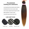 Picture of Pre-stretched Braiding Hair Extension Ombre Natural Black Brown Professional Crochet Braiding Hair 20 Inch 6 Packs Hot Water Setting Perm Yaki Synthetic Hair for Twist Braids (#1B/30/27)