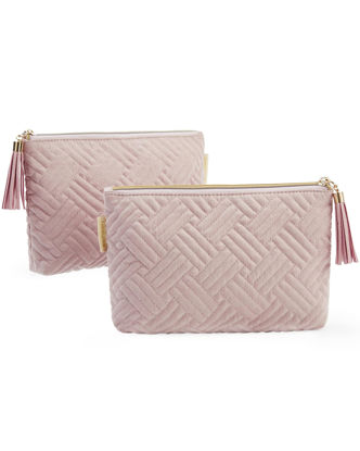 Picture of BAGSMART Small Cosmetic Bag, 2Pcs Pink Makeup Bags,Makeup Pouch for Purse,Travel Cosmetic Organizer for Makeup Brushes Lipsticks Electonic Accessories