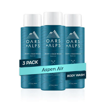 Picture of Oars + Alps Mens Moisturizing Body and Face Wash, Skin Care Infused with Vitamin E and Antioxidants, Sulfate Free, Aspen Air, 3 Pack