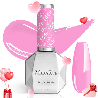 Picture of MelodySusie Pink Gel Nail Polish,0.5fl oz Light Pink Nails Soak Off UV LED Bright Pink Gel Polish Gift for Women Nail Art Manicure Salon DIY Nail Design Decoration at Home-1646