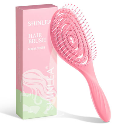 Picture of SHINLEA Detangle Hair Brush, Detangling Wet Spiral Hairbrush for Women, Men, kids, Vented Detangler for Blow Drying, Glide Through Tangles For All Hair Types (Pink)