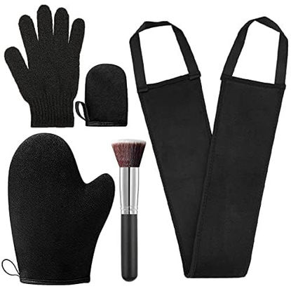 Picture of ANSPHIE 5 Pack Self Tanning Mitt Applicator Kit, Self Tan Glove, Face Tan Mitt, Back Lotion Applicator, Exfoliating Glove, Tanning Brush for Self Tanner Fake Bake Tan