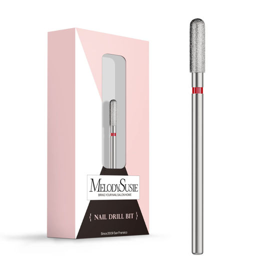 Picture of MelodySusie 3mm Rounded Top Barrel Cuticle Clean Nail Drill Bit 3/32'', Professional Safety Carbide Diamond Under Nail Cleaner for Cuticle Dead Skin Nail Prepare, Beginners Bits, Series Bit-S, Fine