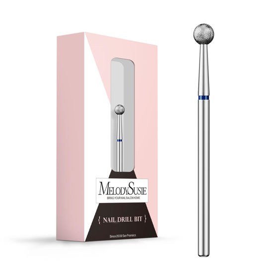 Picture of MelodySusie 4mm Ball Shape Cuticle Clean Nail Drill Bit 3/32'', Professional Safety Carbide Diamond Under Nail Cleaner for Cuticle Dead Skin Nail Prepare, Beginners Bits, Series Bit-S, Medium