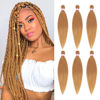 Picture of Dorsanee Honey Blonde Braiding Hair Pre Stretched 20 Inch 6 Packs Braiding Hair Extensions for Crochet Box Braids Twists Locs Hair Itch Free Soft Yaki Texture Hot Water Setting (20inch,#27)