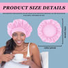 Picture of 4PCS Satin Hair Bonnet for Sleeping,Bonnets for Black Women Men,Silk Bonnet for Sleeping,Hair Wrap Cap for Curly Hair,Elastic Wide Band Hair Bonnet Shower Cap (Black & Blue & Pink & Purple)
