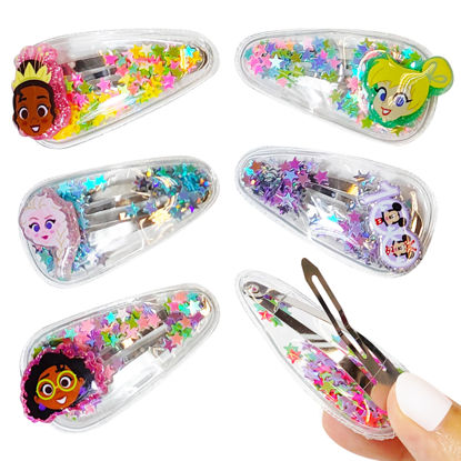 Picture of LUV HER Disney 100 Hair Accessories For Girls, 6pc Cute Hair Clips with Favorite Disney Figures Character Charms, Magical Confetti Hair Clips for Kids, Ages 3+