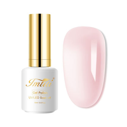 Picture of Imtiti Nude Gel Nail Polish, 1 Pcs Neutral Jelly Pink Translucent Color UV Light Cure Gel Polish for Nail Art DIY Manicure at Home Gel Nail Mani Gifts for Women Girls 0.5 fl oz