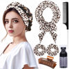 Picture of Hair Curlers to Sleep in No Heat Curling Rod Headband For Long Hair Overnight Heatless Curls For Women velvet Hair Rollers, Bottle, Hair Clips, Scrunchie, Rat-tail Comb (Leopard print)