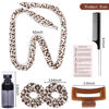 Picture of Hair Curlers to Sleep in No Heat Curling Rod Headband For Long Hair Overnight Heatless Curls For Women velvet Hair Rollers, Bottle, Hair Clips, Scrunchie, Rat-tail Comb (Leopard print)