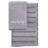 Picture of Cosy Family 10 Pack Makeup Remover Wash Cloths - Soft Microfiber Fingertip Facial Cleansing Cloths for Hand and Make Up, 12 x 12 in, Grey