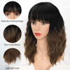 Picture of AISI HAIR Ombre Brown Short Wavy Bob Wigs with Bangs for Women Ombre Brown Wavy Wig Natural Looking Resistant Fiber Synthetic Hair for Daily