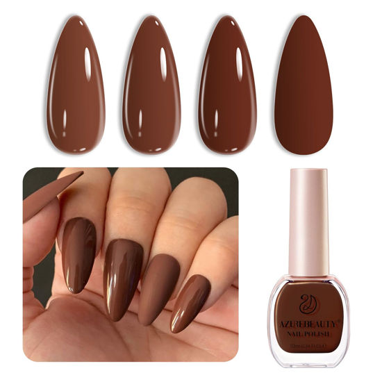 Picture of AZUREBEAUTY Brown Nail Polish Quick Dry Vegan Fall Nail Polish Natural Infinite Shine Nail Lacquer Salon-Quality for Women Girl Gift Set 1Pcs 0.34 fl oz