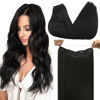 Picture of DOORES Hair Extensions Human Hair Natural Black 70g 12 Inch Wire Hair Extensions Natural Hair Extensions Invisible Hairpiece Wire Extensions Straight Secret Fish Extensions