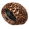 Picture of LULUSILK 100% Mulberry Silk Lined Sleep Cap Silk Bonnet for Sleeping, No More Frizzy Tangled Hair, Stay On All Night Adjustable Silk Hair Wrap for Sleeping, Brown Leopard, Pack of 1