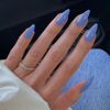 Picture of Baby Blue Press on Nails Medium Stiletto Almond,KQueenest Pure Color Acrylic Nails Kit Reusable Fake Nails Feature Protective UV Coating for Women Nail Art Manicure in 24PCS