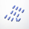 Picture of Baby Blue Press on Nails Medium Stiletto Almond,KQueenest Pure Color Acrylic Nails Kit Reusable Fake Nails Feature Protective UV Coating for Women Nail Art Manicure in 24PCS