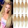 Picture of Braiding Hair Pre Stretched Braiding Hair Ombre Prestretched Synthetic Braiding Hair 8 Packs Crochet Braids Hair Two-Tone Yaki Straight Hair For Women Hot Water Setting, Itch Free(32inch,#27/613)