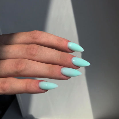 Picture of Spring Mint Green Press on Nails Medium Stiletto Almond,KQueenest Glossy Acrylic Nails Kit Reusable Fake Nails Feature Protective UV Coating for Women Nail Art Manicure in 24PCS