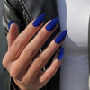 Picture of Dark Blue Press on Nails Medium Stiletto Almond,KQueenest Matte Pure Color Acrylic Nails Kit Reusable Fake Nails with Feature Protective UV Coating for Women Nail Art Manicure in 24PCS