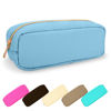 Picture of UIXIZQ Waterproof Small Pencil Case Makeup Bag for Purse,Cute Pencil Pouch Preppy Nylon Makeup Brush Holder with Zipper,Girls Portable Storage Case Small Pen Bag for Office College(Slim-Blue)