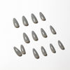 Picture of Gray Press on Nails Medium Stiletto Almond,KQueenest Pure Color Acrylic Nails Kit Reusable Fake Nails with Feature Protective UV Coating for Women Nail Art Manicure in 24PCS