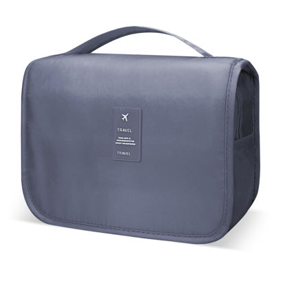 Picture of Lcsmaokin Large Capacity Toiletry Bag Travel Bag with Hanging Hook for Men and Women Waterproof Travel Cosmetic Bag Bathroom Storage Bag for Brushes Set,Mens Bathroom Bag Accessories-Grey