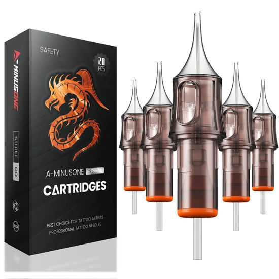 Picture of 20 Assorted Tattoo Cartridge Needles Mixed Size #12 Standard Round Liner&Round Shader- 5 Pcs each of 7RL, 9RL, 5RS, 9RS Pro Disposable Membrane Tattoo Needles