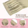 Picture of GOO GOO Wire Hair Extensions Human Hair, 17/22/60 Ash Blonde with Golden Blonde and Platinum Blonde Balayage 12inch 100g, Invisible Wire Hair Extensions with Transparent, Seamless Fish Line Hairpiece