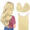 Picture of GOO GOO Wire Hair Extensions Human Hair, 613R Bleach Blonde Natural 18inch 95g, Invisible Wire Hair Extensions with Transparent, Seamless Fish Line Hairpiece