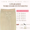 Picture of GOO GOO Wire Hair Extensions Human Hair, 60A Platinum Blonde Natural 14inch 105g, Invisible Wire Hair Extensions with Transparent, Seamless Fish Line Hairpiece