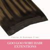 Picture of GOO GOO Wire Hair Extensions Human Hair, 2/6/2 Dark Brown with Chestnut Brown Balayage 22inch 115g, Invisible Wire Hair Extensions with Transparent, Seamless Fish Line Hairpiece