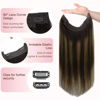 Picture of GOO GOO Wire Hair Extensions Human Hair, 1B/6/1B Natural Black with Chestnut Brown Balayage 16inch 125g, Invisible Wire Hair Extensions with Transparent, Seamless Fish Line Hairpiece