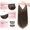 Picture of GOO GOO Wire Hair Extensions Human Hair, 4A Chocolate Brown Natural 22inch 115g, Invisible Wire Hair Extensions with Transparent, Seamless Fish Line Hairpiece