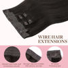 Picture of GOO GOO Wire Hair Extensions Human Hair, 2 Dark Brown Natural 16inch 125g, Invisible Wire Hair Extensions with Transparent, Seamless Fish Line Hairpiece