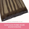 Picture of GOO GOO Wire Hair Extensions Human Hair, 4/26/4 Chocolate Brown with Honey Blonde Balayage 22inch 115g, Invisible Wire Hair Extensions with Transparent, Seamless Fish Line Hairpiece