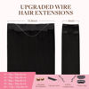 Picture of GOO GOO Wire Hair Extensions Human Hair, 1B Natural black Natural 16inch 125g, Invisible Wire Hair Extensions with Transparent, Seamless Fish Line Hairpiece